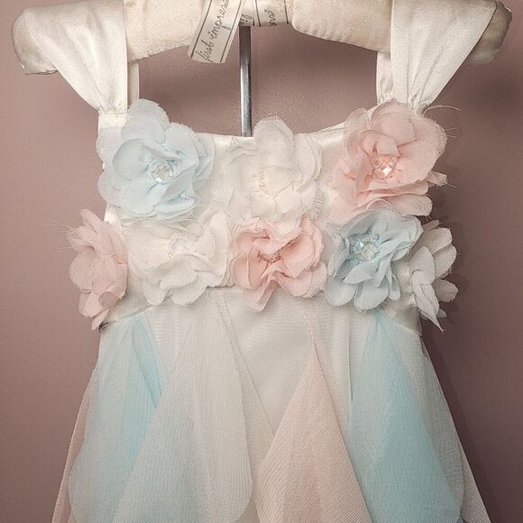 Girls' Boutique Easter Dress Biscotti Multicolor Satin and Tulle Size 4 - Picture 2 of 10